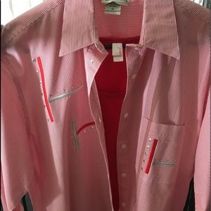 Lad Olas Red Stripe (M)Button Down with Red Tank